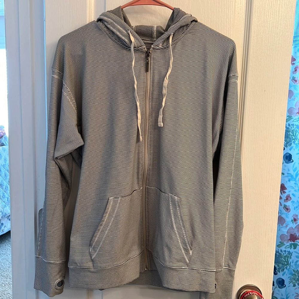Albion striped zip up jacket. Size Large.